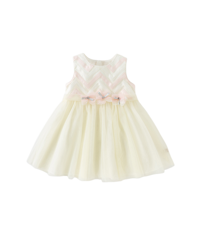 Girls Summer Yellow Sleeveless Mesh Sweetheart Vest Dress