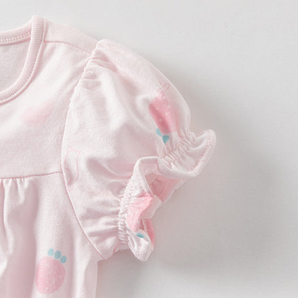 Baby Girls Summer Pink/Orange Playful Print Indoor Soft Cotton Rompers