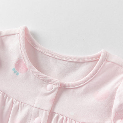 Baby Girls Summer Pink/Orange Playful Print Indoor Soft Cotton Rompers