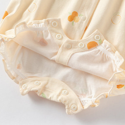 Baby Girls Summer Pink/Orange Playful Print Indoor Soft Cotton Rompers