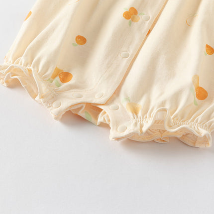 Baby Girls Summer Pink/Orange Playful Print Indoor Soft Cotton Rompers