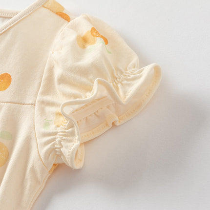 Baby Girls Summer Pink/Orange Playful Print Indoor Soft Cotton Rompers