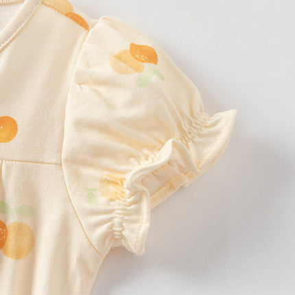 Baby Girls Summer Pink/Orange Playful Print Indoor Soft Cotton Rompers