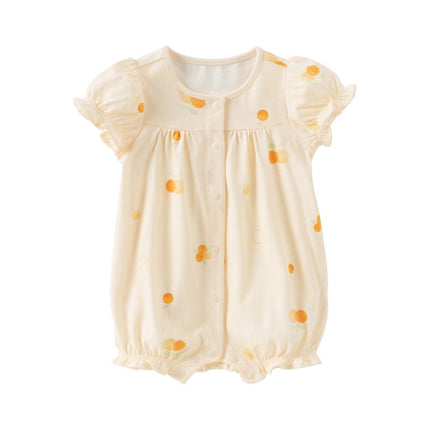 Baby Girls Summer Pink/Orange Playful Print Indoor Soft Cotton Rompers