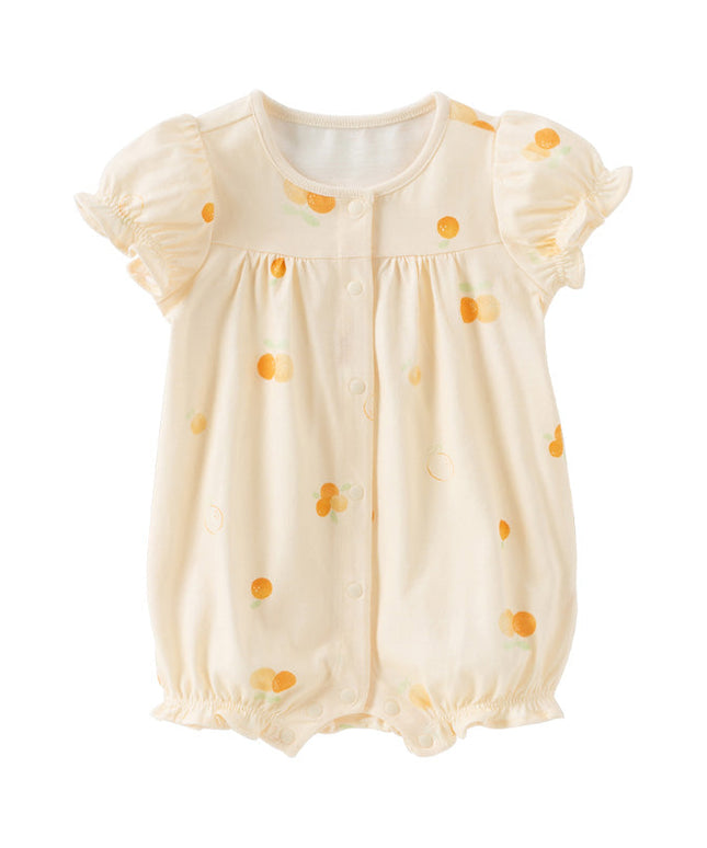 Baby Girls Summer Pink/Orange Playful Print Indoor Soft Cotton Rompers
