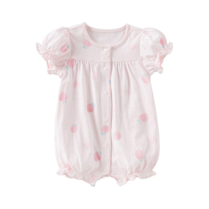 Baby Girls Summer Pink/Orange Playful Print Indoor Soft Cotton Rompers