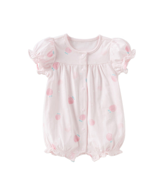 Baby Girls Summer Pink/Orange Playful Print Indoor Soft Cotton Rompers