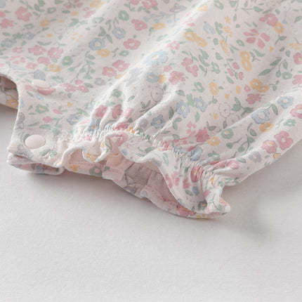 Baby Girls Summer Sweet Floral Print Comfortable Cotton Rompers