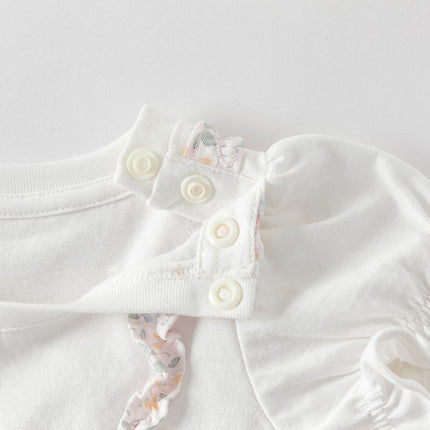 Baby Girls Summer Sweet Floral Print Comfortable Cotton Rompers
