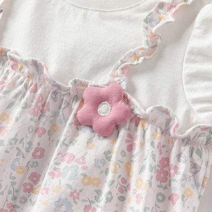 Baby Girls Summer Sweet Floral Print Comfortable Cotton Rompers