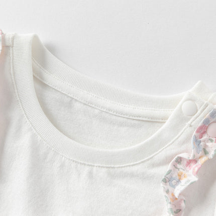 Baby Girls Summer Sweet Floral Print Comfortable Cotton Rompers