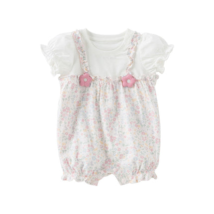 Baby Girls Summer Sweet Floral Print Comfortable Cotton Rompers