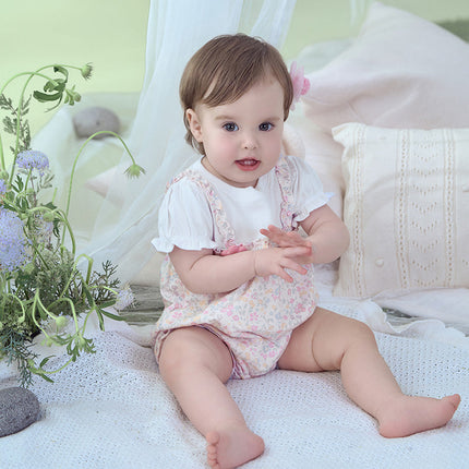 Baby Girls Summer Sweet Floral Print Comfortable Cotton Rompers