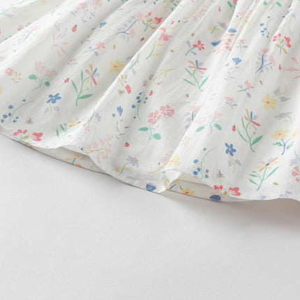 Girls Summer Floral Print Cotton Dress