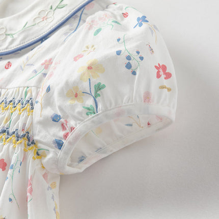 Girls Summer Floral Print Cotton Dress