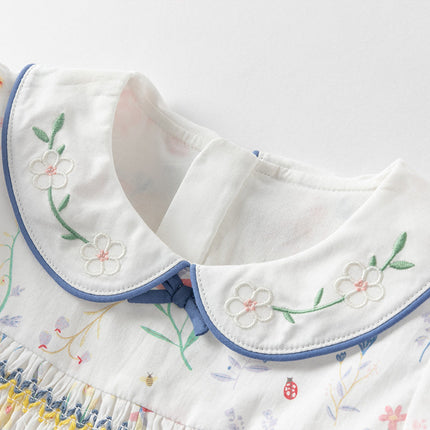 Girls Summer Floral Print Cotton Dress