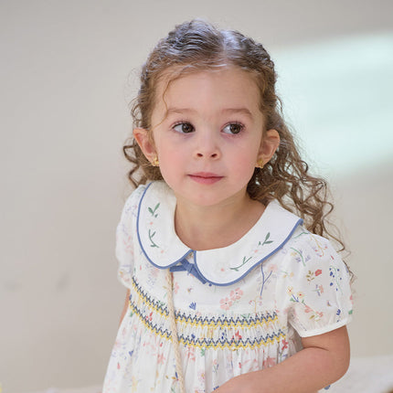 Girls Summer Floral Print Cotton Dress