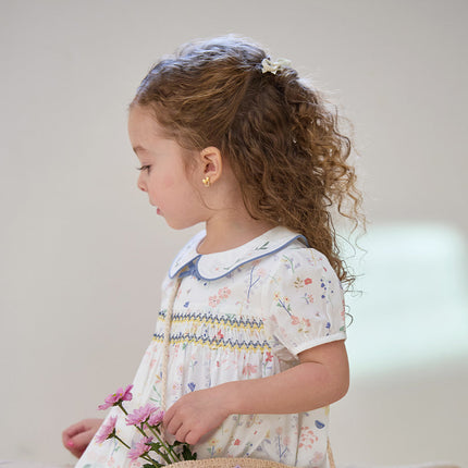 Girls Summer Floral Print Cotton Dress