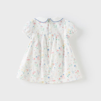 Girls Summer Floral Print Cotton Dress