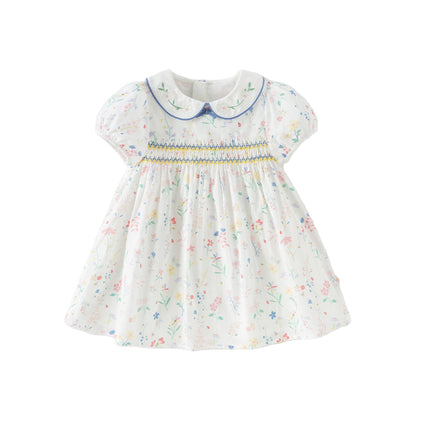 Girls Summer Floral Print Cotton Dress