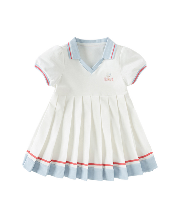Toddler Girls Summer White Sports Polo Dress
