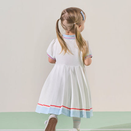 Toddler Girls Summer White Sports Polo Dress