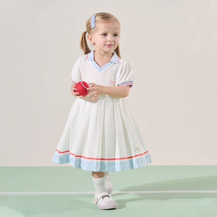Toddler Girls Summer White Sports Polo Dress