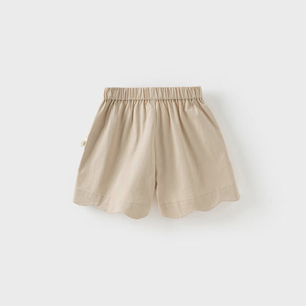 Kids Girls Summer Khaki/Navy Cotton College Style Shorts