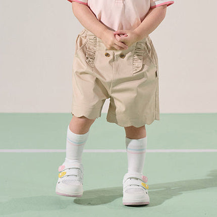 Kids Girls Summer Khaki/Navy Cotton College Style Shorts