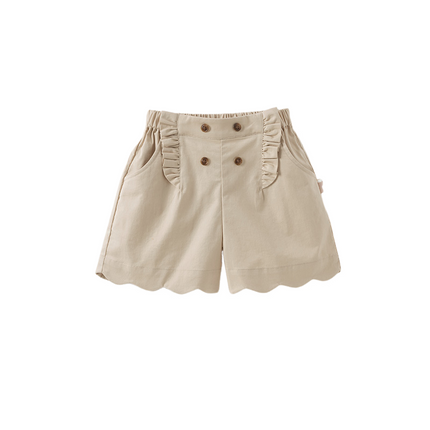 Kids Girls Summer Khaki/Navy Cotton College Style Shorts