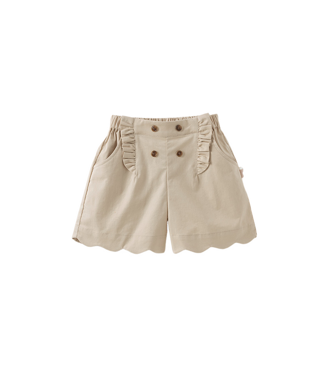 Kids Girls Summer Khaki/Navy Cotton College Style Shorts