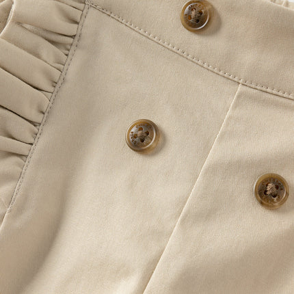 Kids Girls Summer Khaki/Navy Cotton College Style Shorts