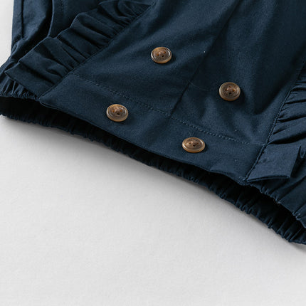 Kids Girls Summer Khaki/Navy Cotton College Style Shorts