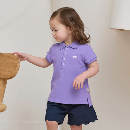 Kids Girls Summer Khaki/Navy Cotton College Style Shorts
