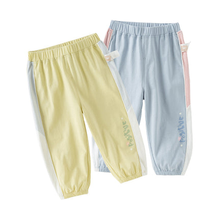 Toddler Girls Summer Breathable Cotton Drawstring Caual Pants