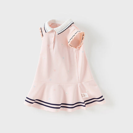 Girls Summer Formal College Polo Sleeveless Dress