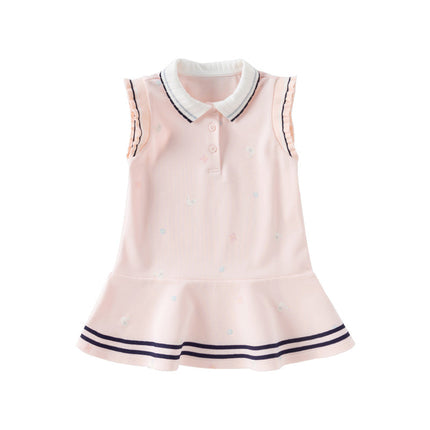 Girls Summer Formal College Polo Sleeveless Dress