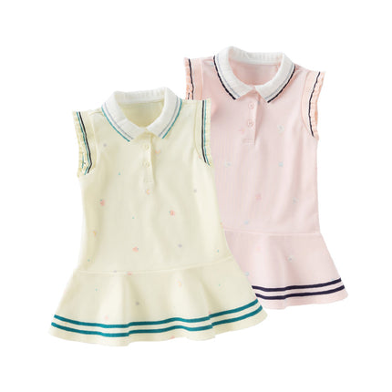 Girls Summer Formal College Polo Sleeveless Dress