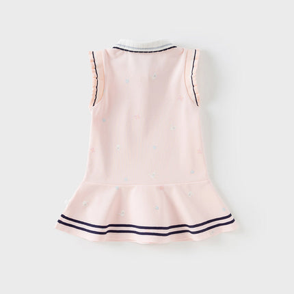 Girls Summer Formal College Polo Sleeveless Dress