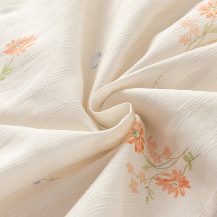 Toddler Girls Summer Cotton Beige Floral Print Sweet A-line Dress