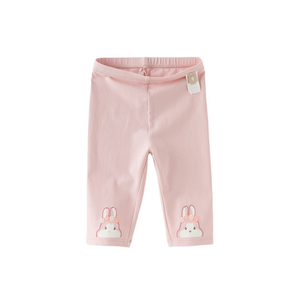 Toddler Girls Summer Versatile Light Khaki/Pink Stretchable Slim Leggings