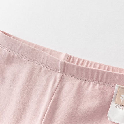 Toddler Girls Summer Versatile Light Khaki/Pink Stretchable Slim Leggings