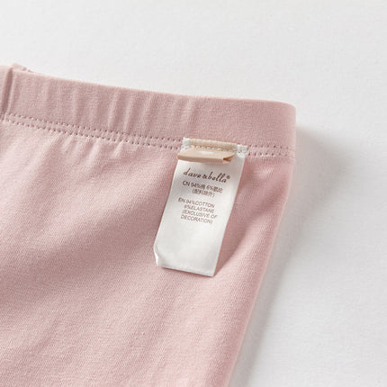 Toddler Girls Summer Versatile Light Khaki/Pink Stretchable Slim Leggings