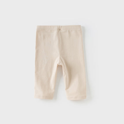 Toddler Girls Summer Versatile Light Khaki/Pink Stretchable Slim Leggings