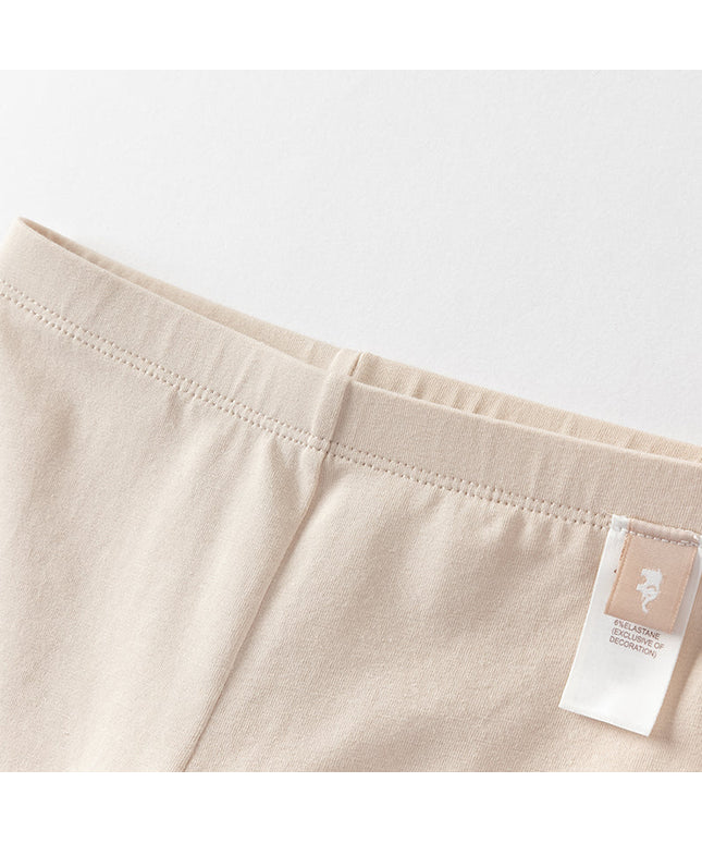 Toddler Girls Summer Versatile Light Khaki/Pink Stretchable Slim Leggings