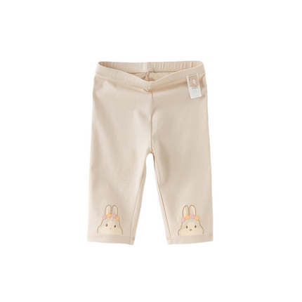 Toddler Girls Summer Versatile Light Khaki/Pink Stretchable Slim Leggings