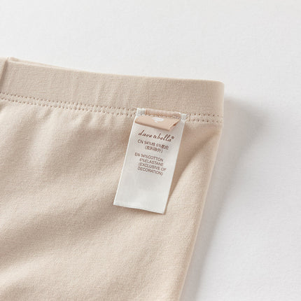 Toddler Girls Summer Versatile Light Khaki/Pink Stretchable Slim Leggings