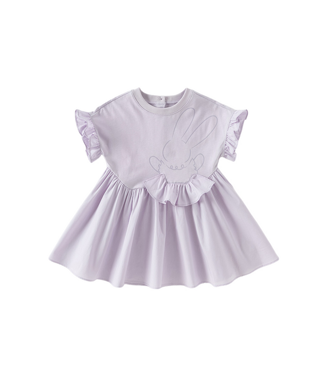 Girls Summer Cotton Fantasy Purple Patchwork Princess Dress