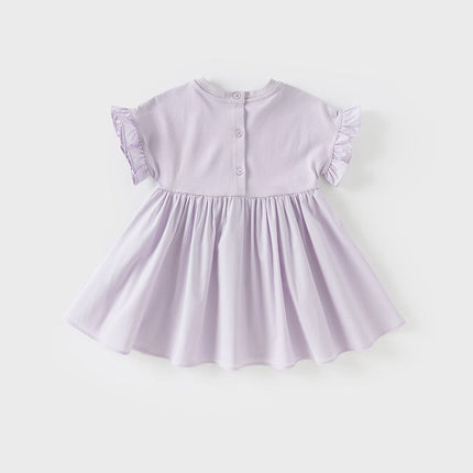 Girls Summer Cotton Fantasy Purple Patchwork Princess Dress
