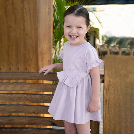 Girls Summer Cotton Fantasy Purple Patchwork Princess Dress